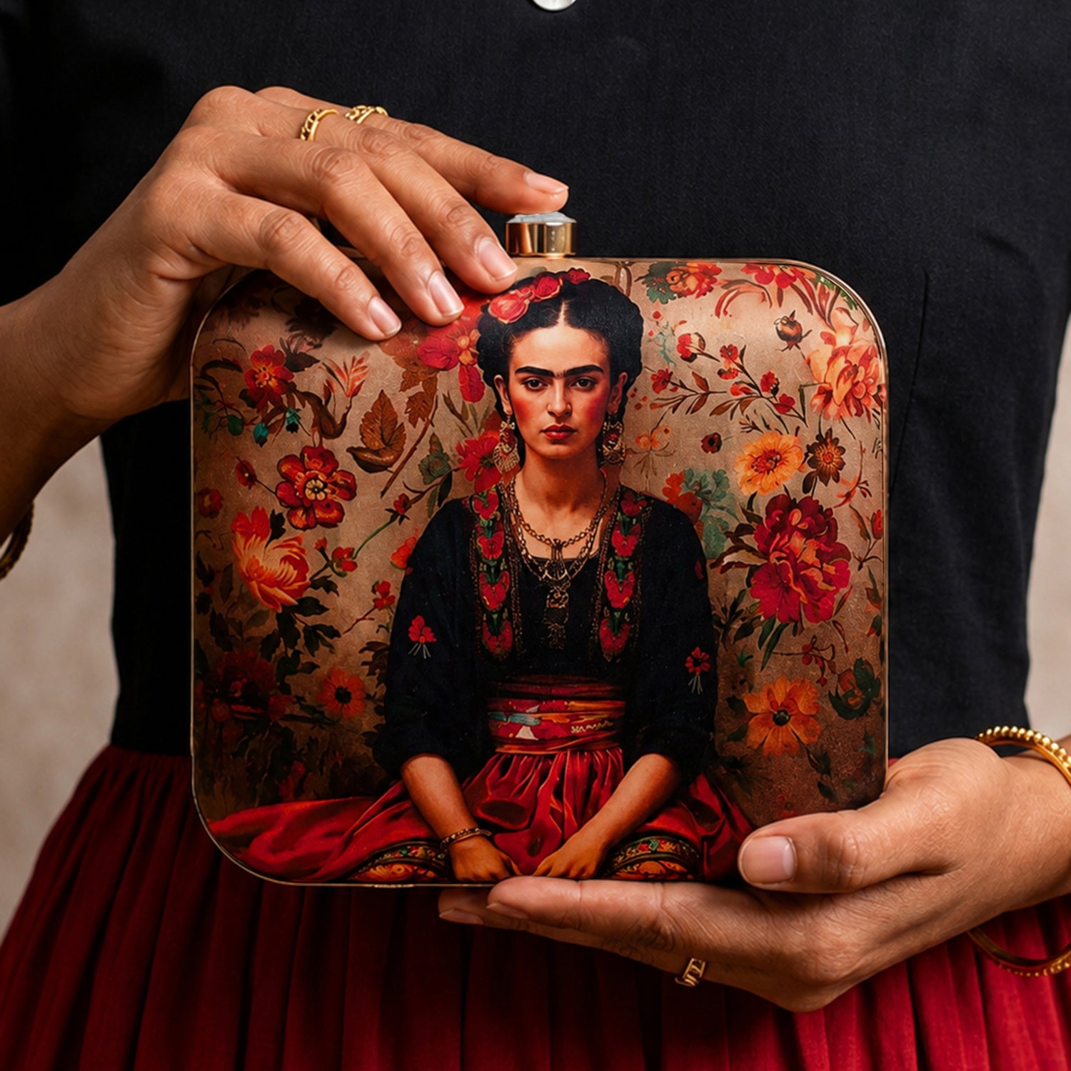 Artklim Floral Portrait Printed Designer Clutch