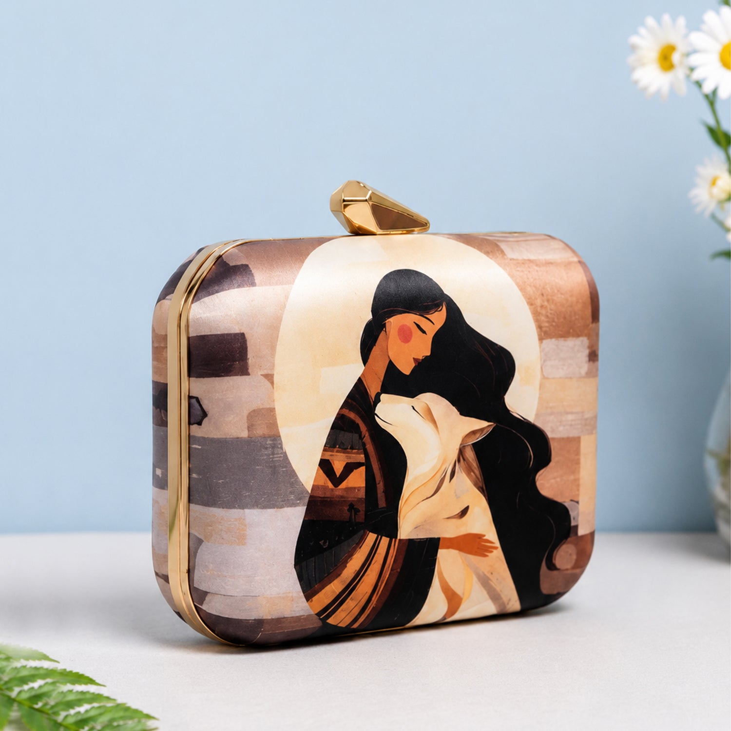 Artklim Elegant Mother & Child Artistic Printed Clutch