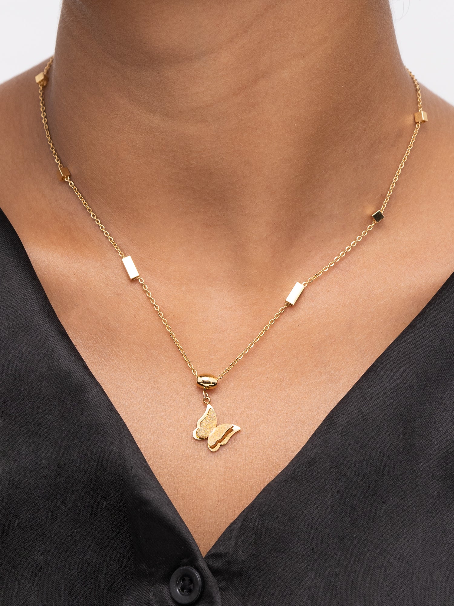 Artklim Gold Plated Butterfly Glow Anti-Tarnish Necklace