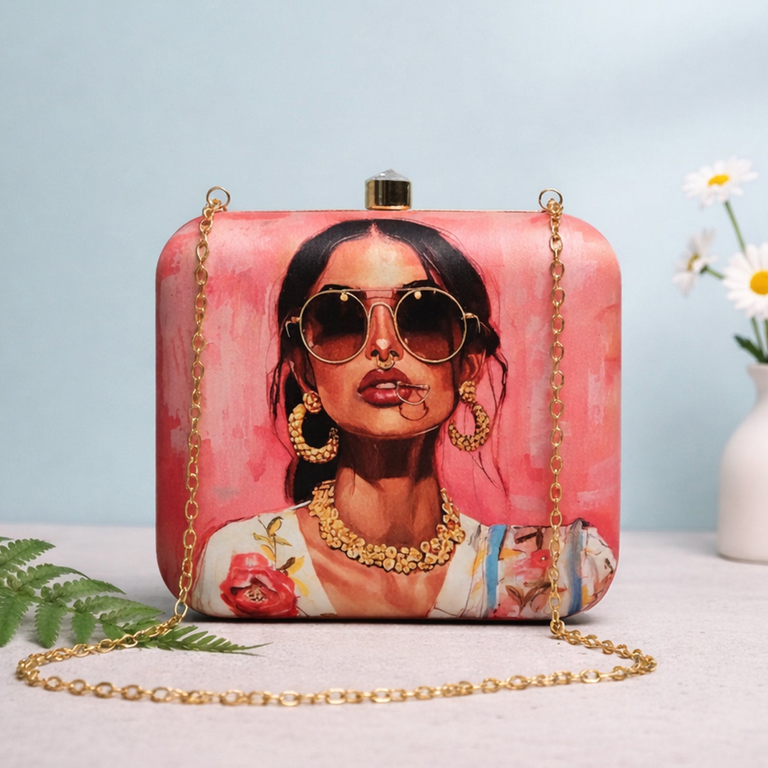 Modern Muse Woman Portrait Clutch