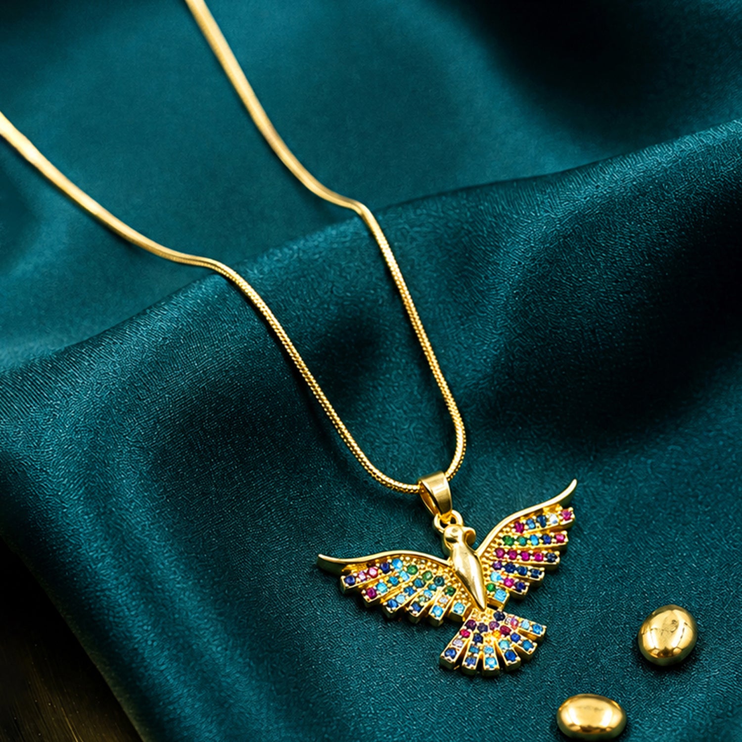Artklim Multicolor Crystal Eagle Anti-Tarnish Pendant Necklace