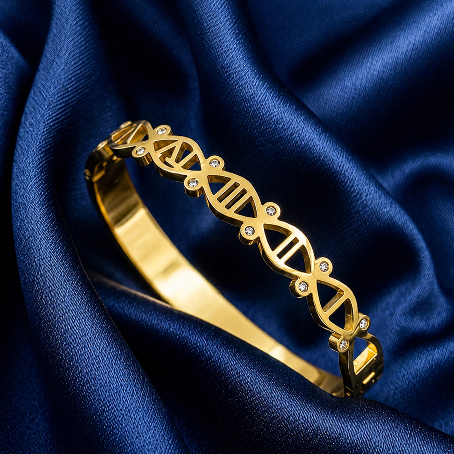 Artklim Crystal DNA Helix Anti-Tarnish Bangle Bracelet