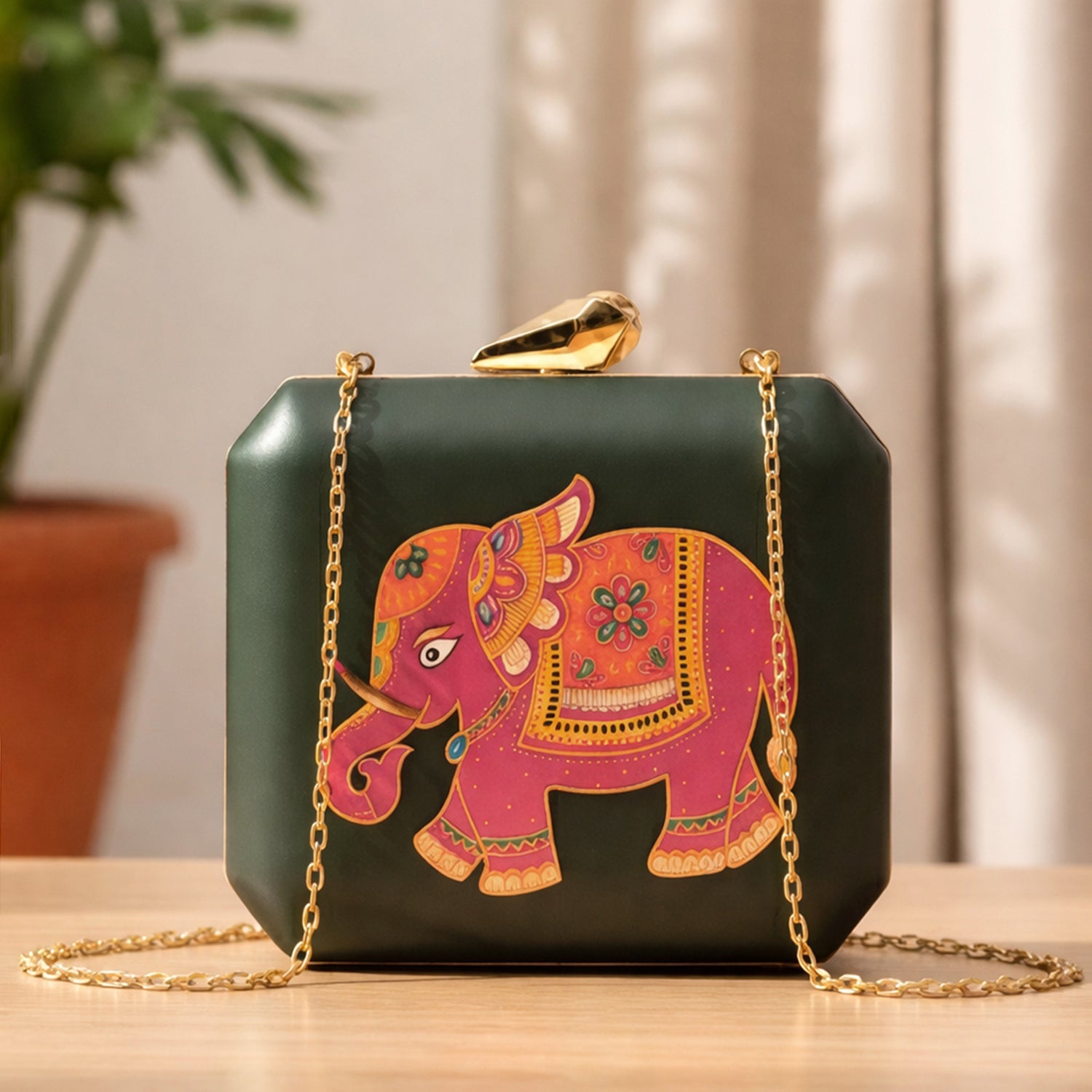 Artklim Royal Elephant Printed Clutch