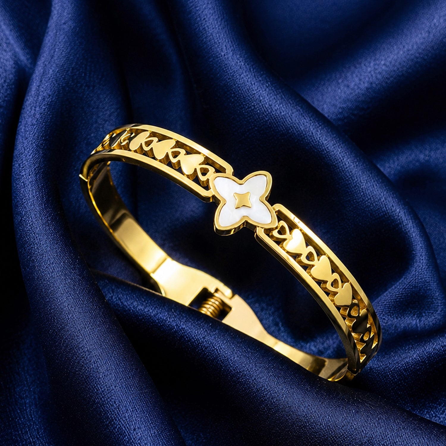 Artklim Butterfly Blossom Charm Anti-Tarnish Bangle Bracelet