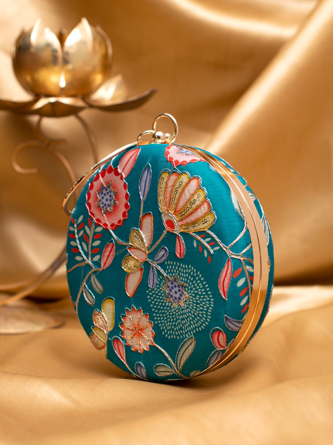 Artklim Aqua Blossom Round Clutch