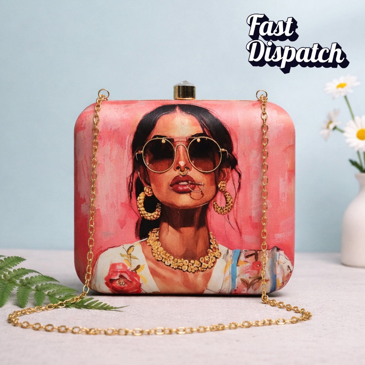 Modern Muse Woman Portrait Clutch
