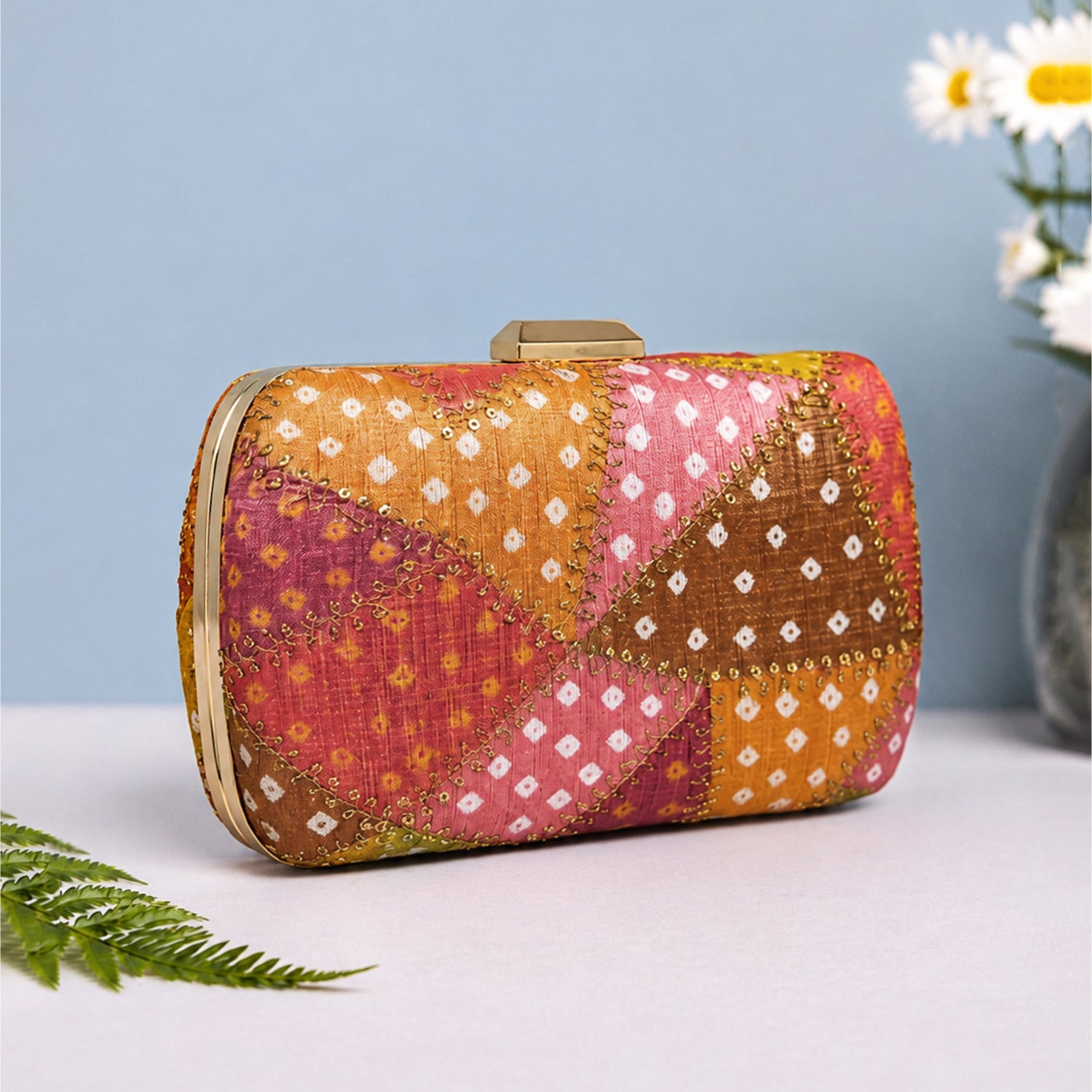 Artklim Multicolor Patchwork Embroidered Designer Clutch