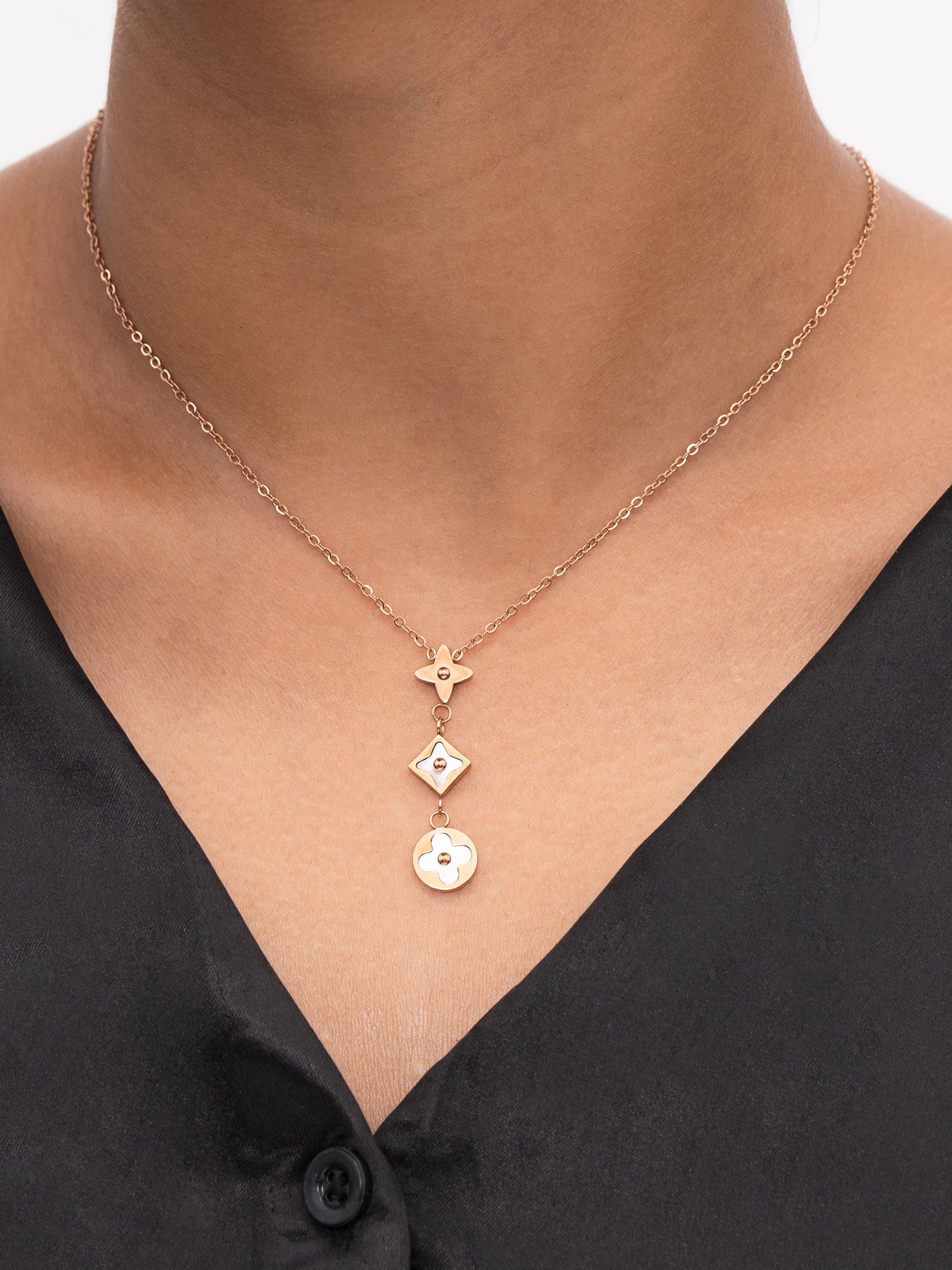 Artklim Gold Plated Trio Charm Anti-Tarnish Necklace