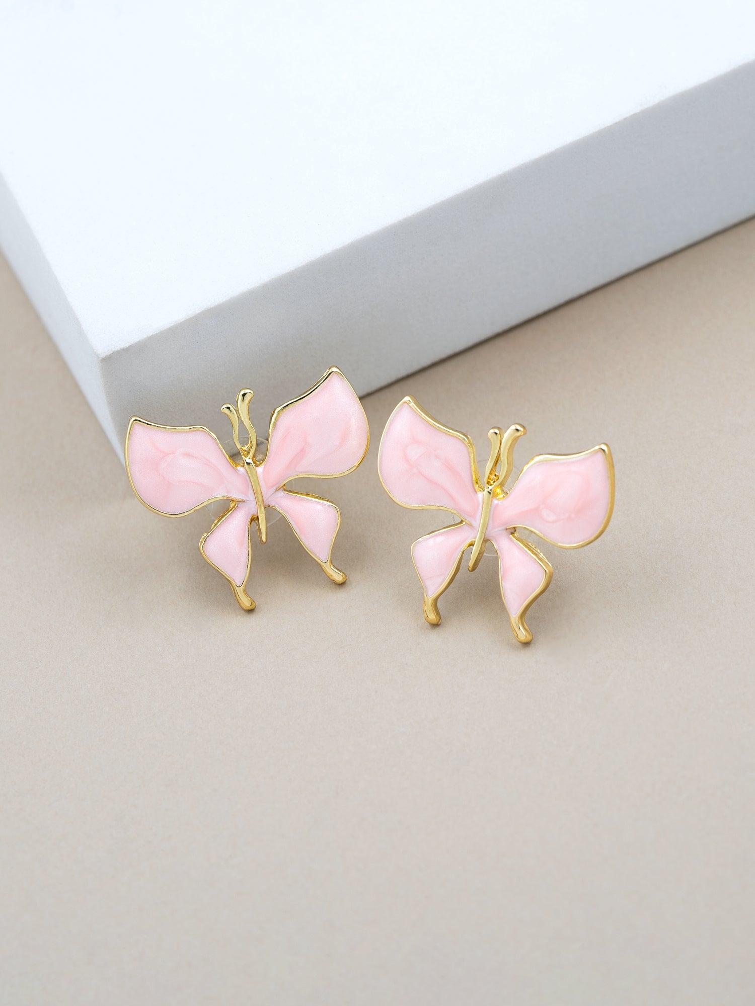 Artklim Pink Butterfly Anti Tarnish Earrings