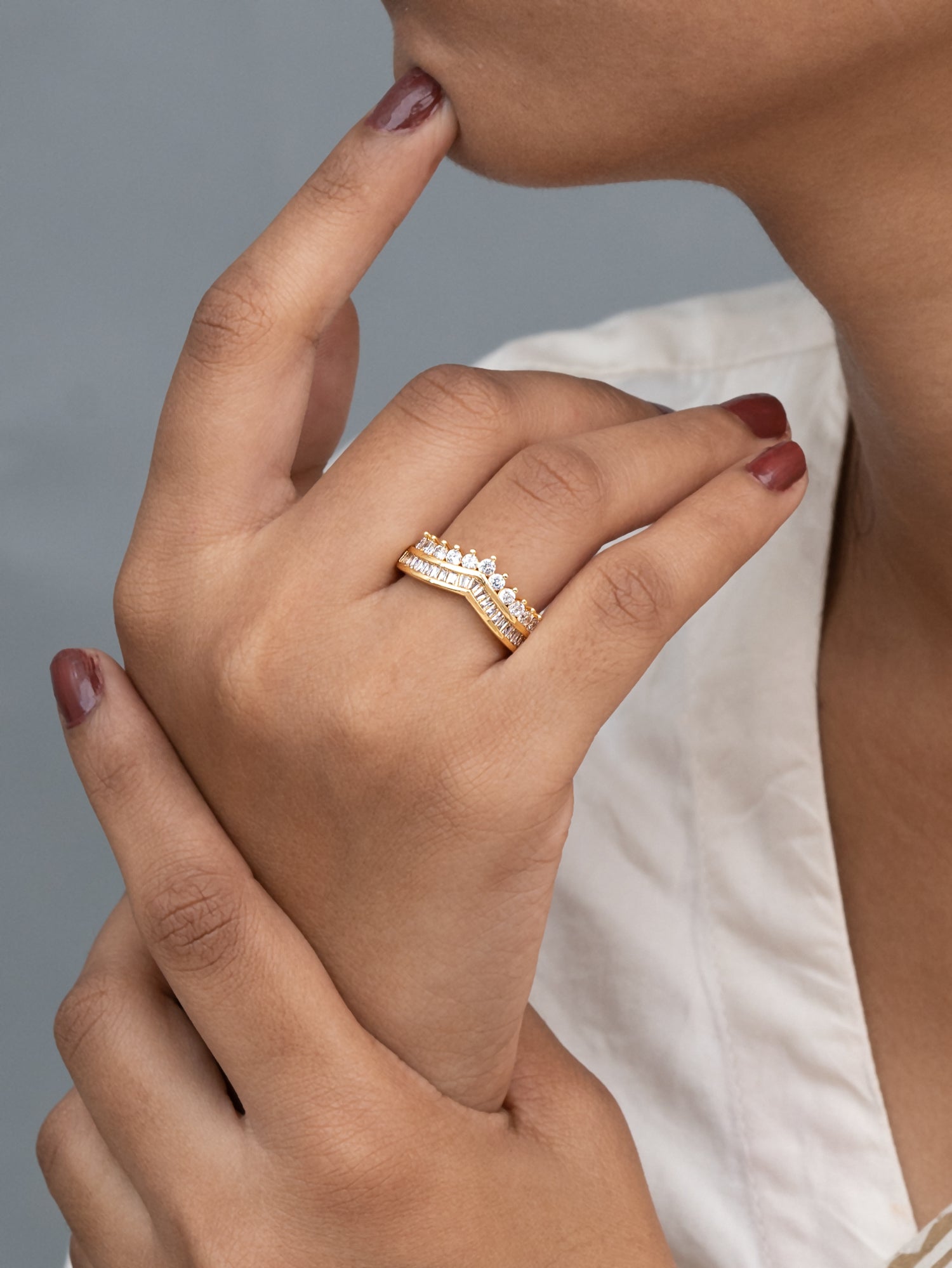 Artklim Gold-Plated Crown Sparkle Anti-Tarnish Ring