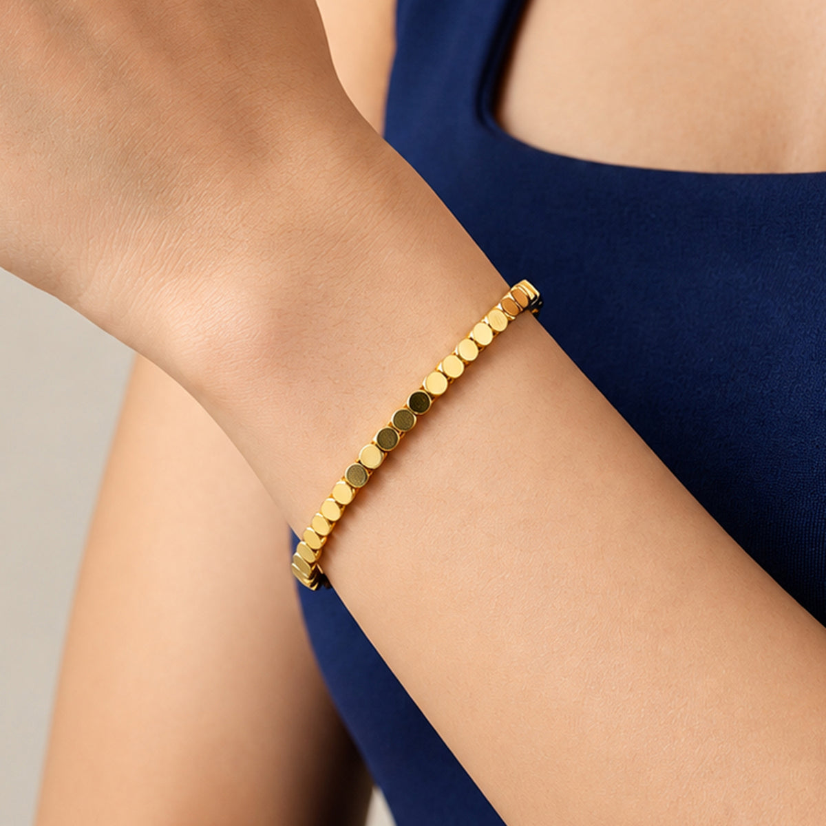 Artklim Golden Beaded Anti-Tarnish Chain Bracelet