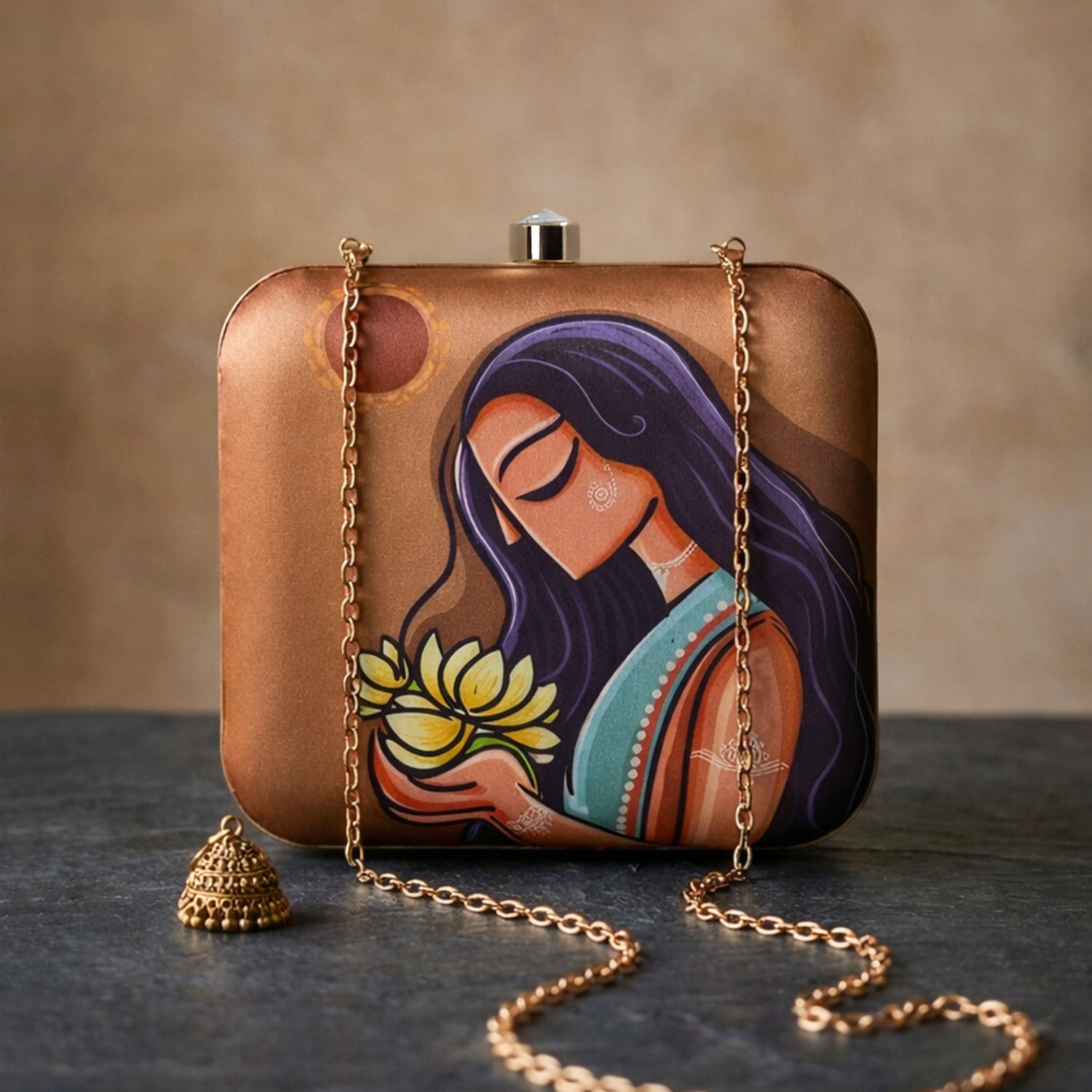 Artklim Lotus Grace Printed Clutch