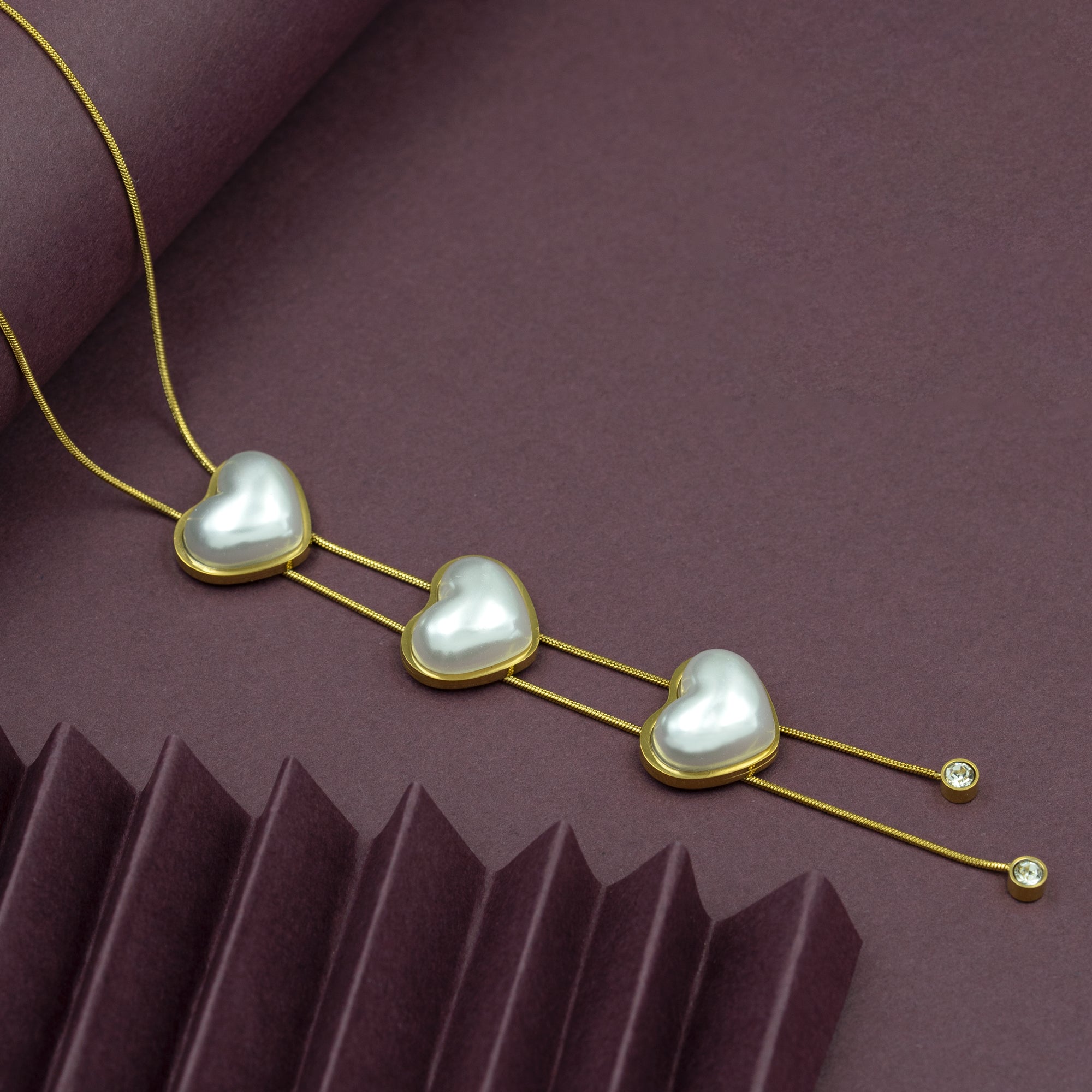 Artklim Triple Heart Drop Necklace