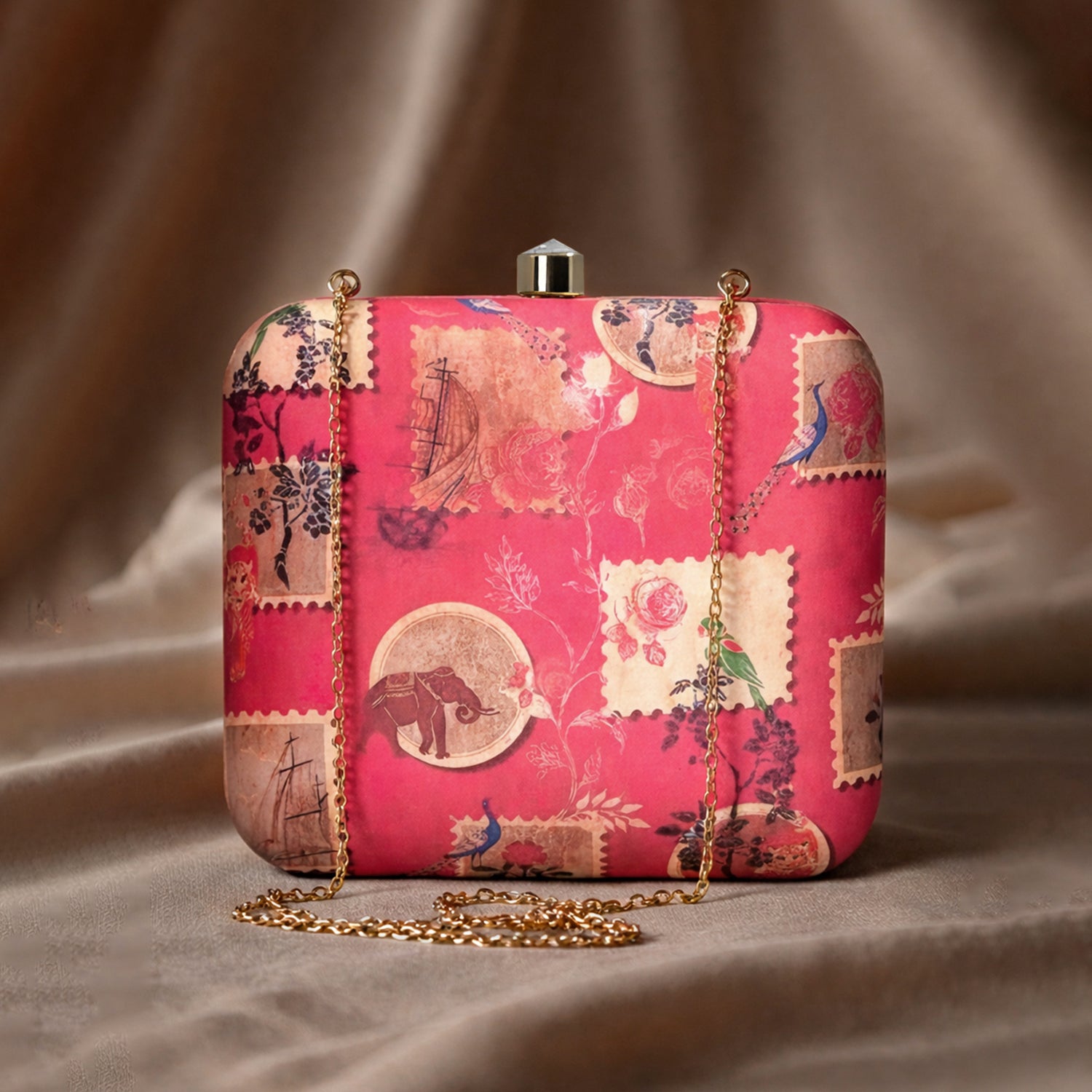 Artklim Red Tropical Print Clutch