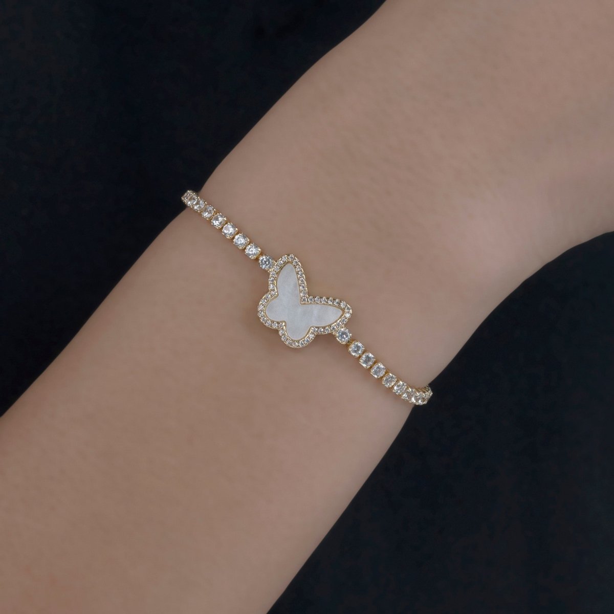 Artklim Gold Plated White Butterfly MOP Bracelet