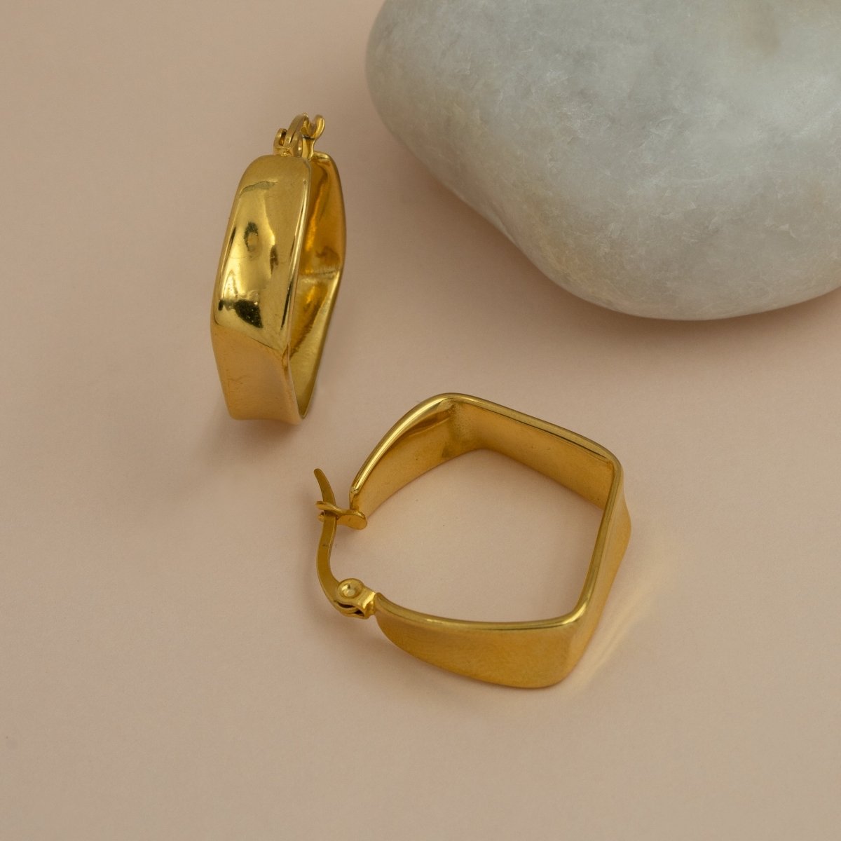 Artklim Gold Plated Geometric Hoop Earrings