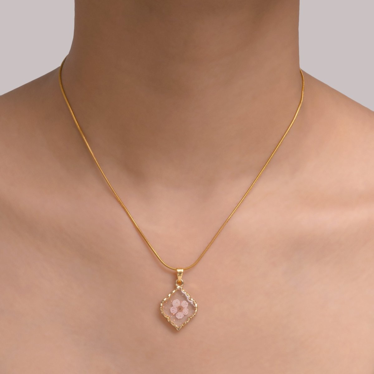 Artklim Gold Plated Floral Pendant Necklace
