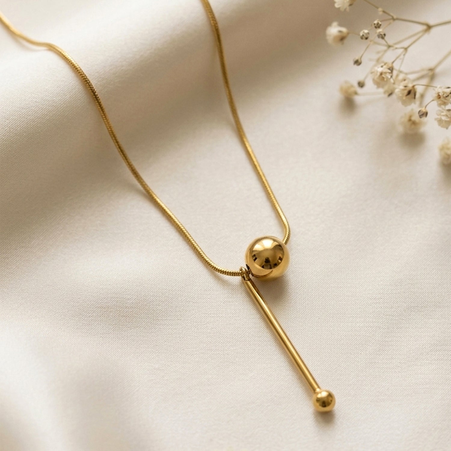 Artklim Sleek Gold Ball Drop Anti-tarnish necklace