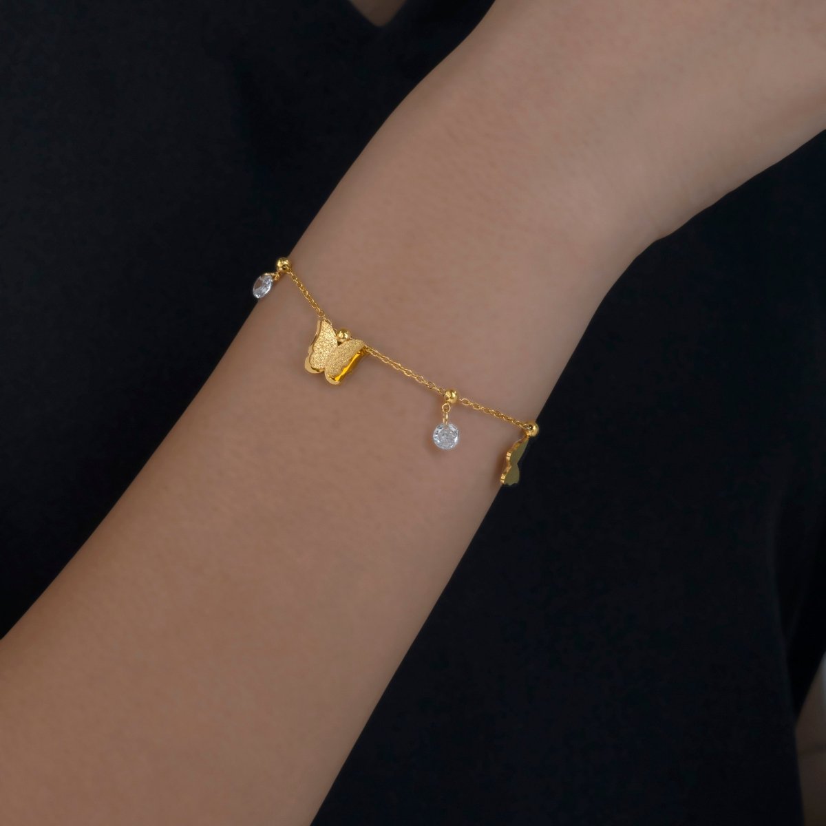 Artklim Gold Plated Butterfly Charms Bracelet