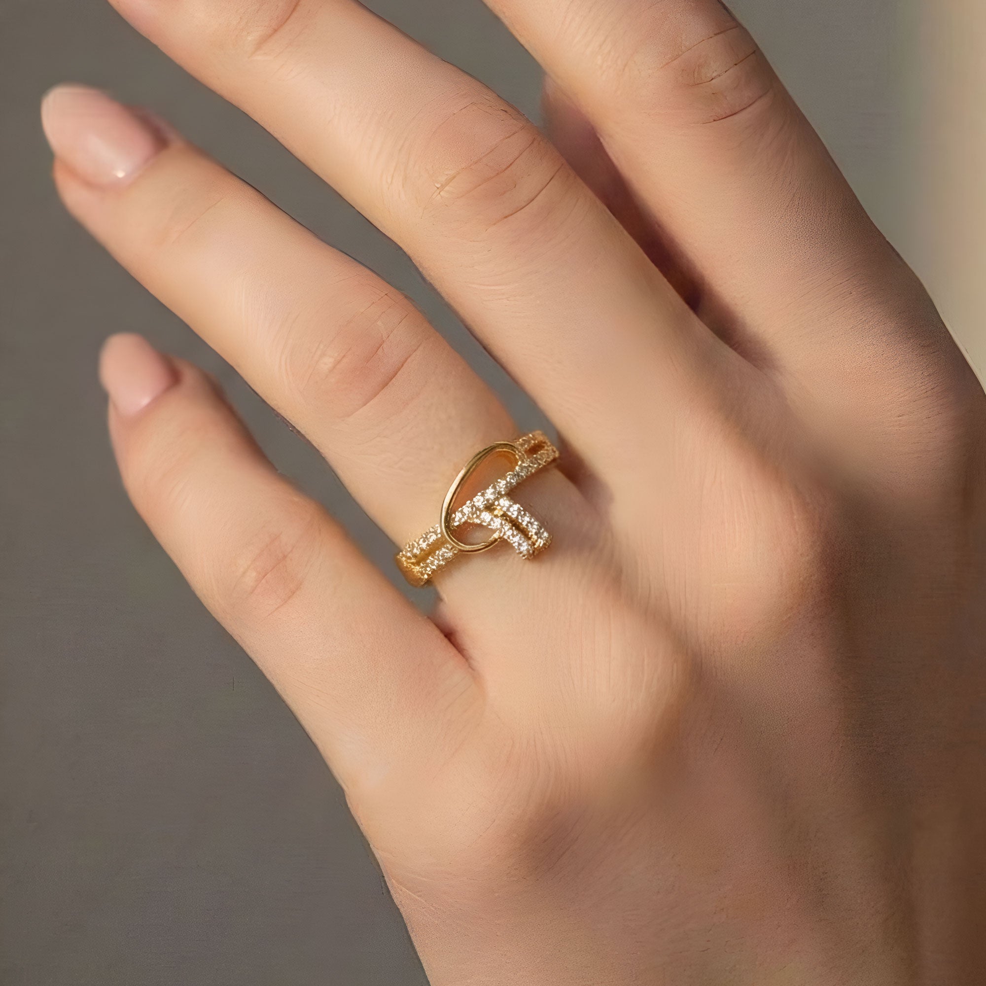 Artklim Gold-Plated Loop Knot Design Anti-Tarnish Ring