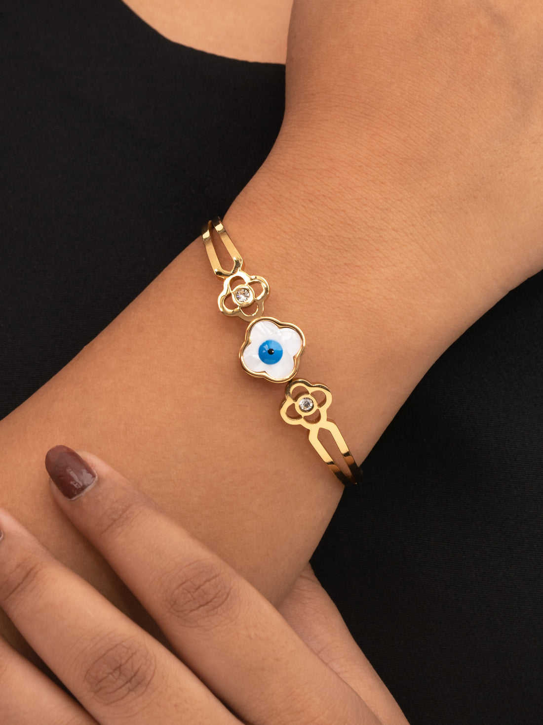Artklim Gold Plated Anti Tarnish  Evil Eye Floral Bracelet