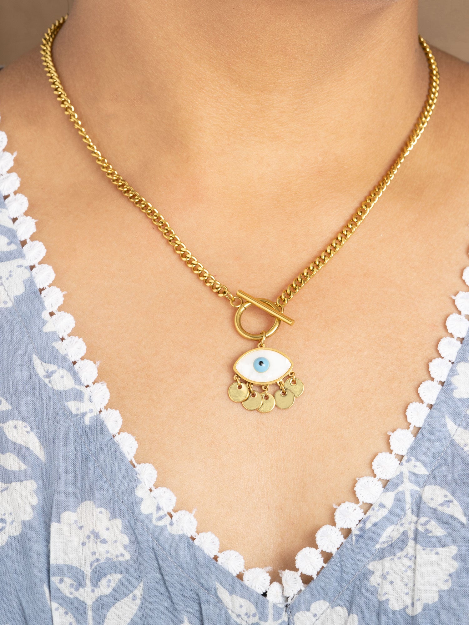 Artklim Golden Evil Eye Charm Necklace