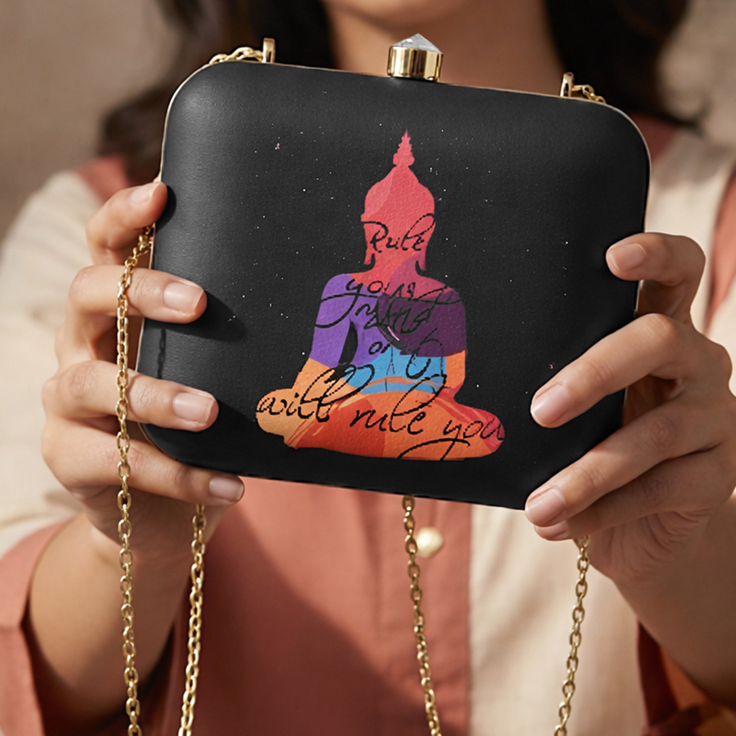 Buddha Printed Clutch