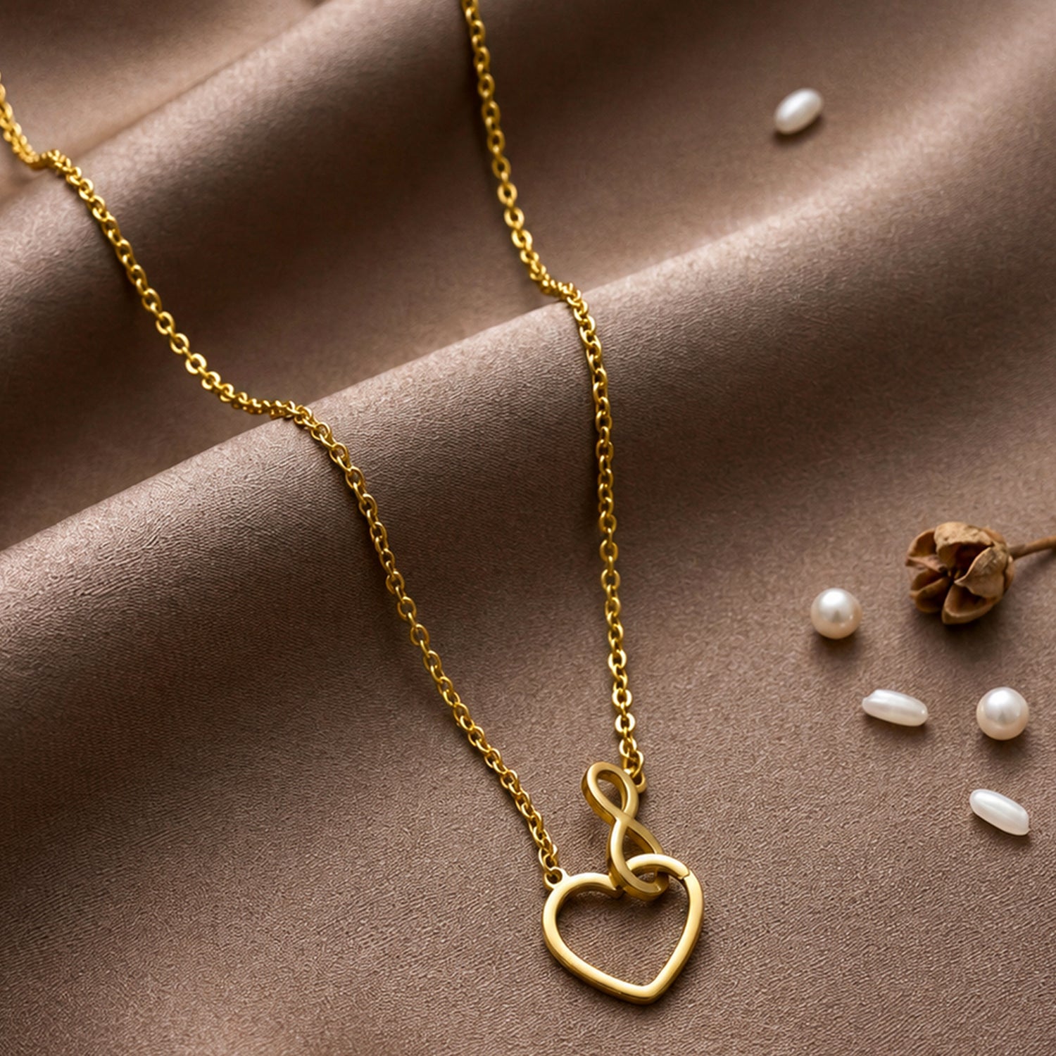 Artklim Heart Note Gold Anti-Tarnish Pendant Necklace