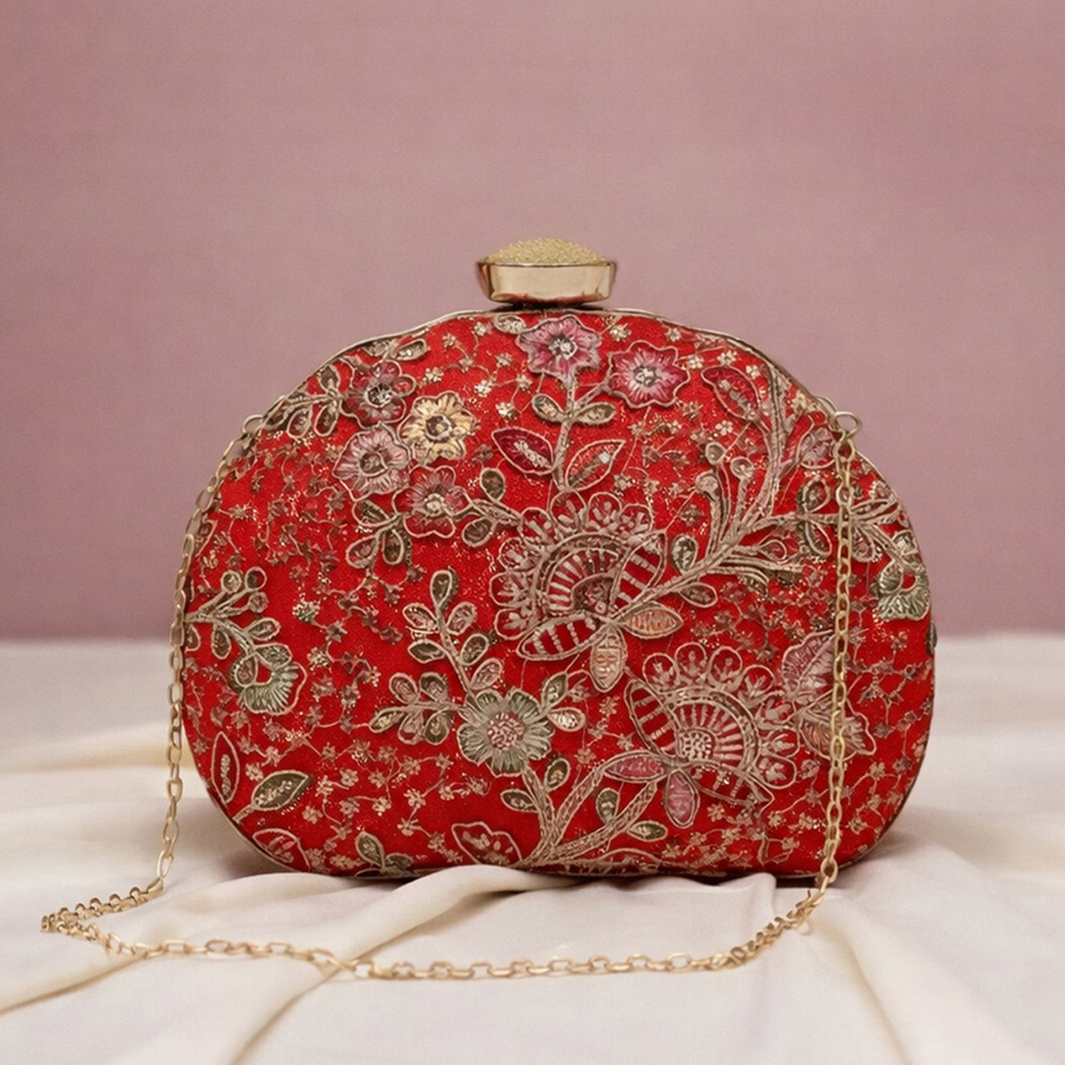 Artklim Embroidered Scarlet Garden Clutch