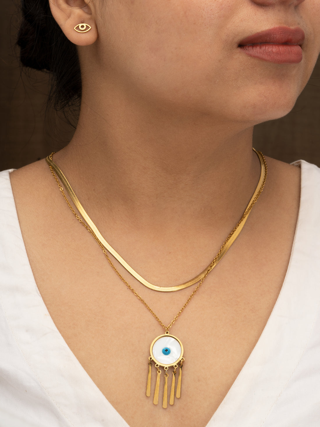 Artklim Evil Eye Charm Necklace & Earring Set