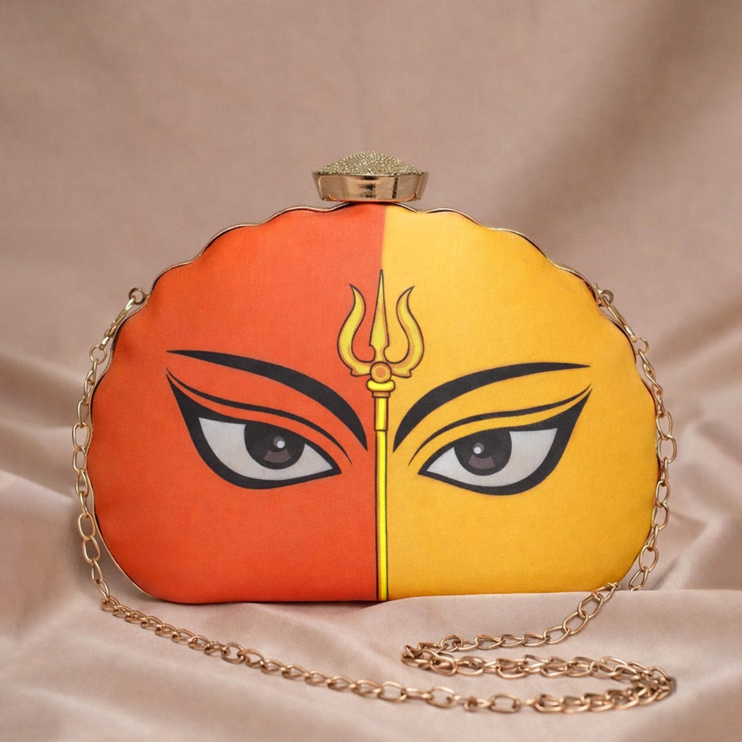 Artklim Multicolor Durga Printed D-Shape Clutch