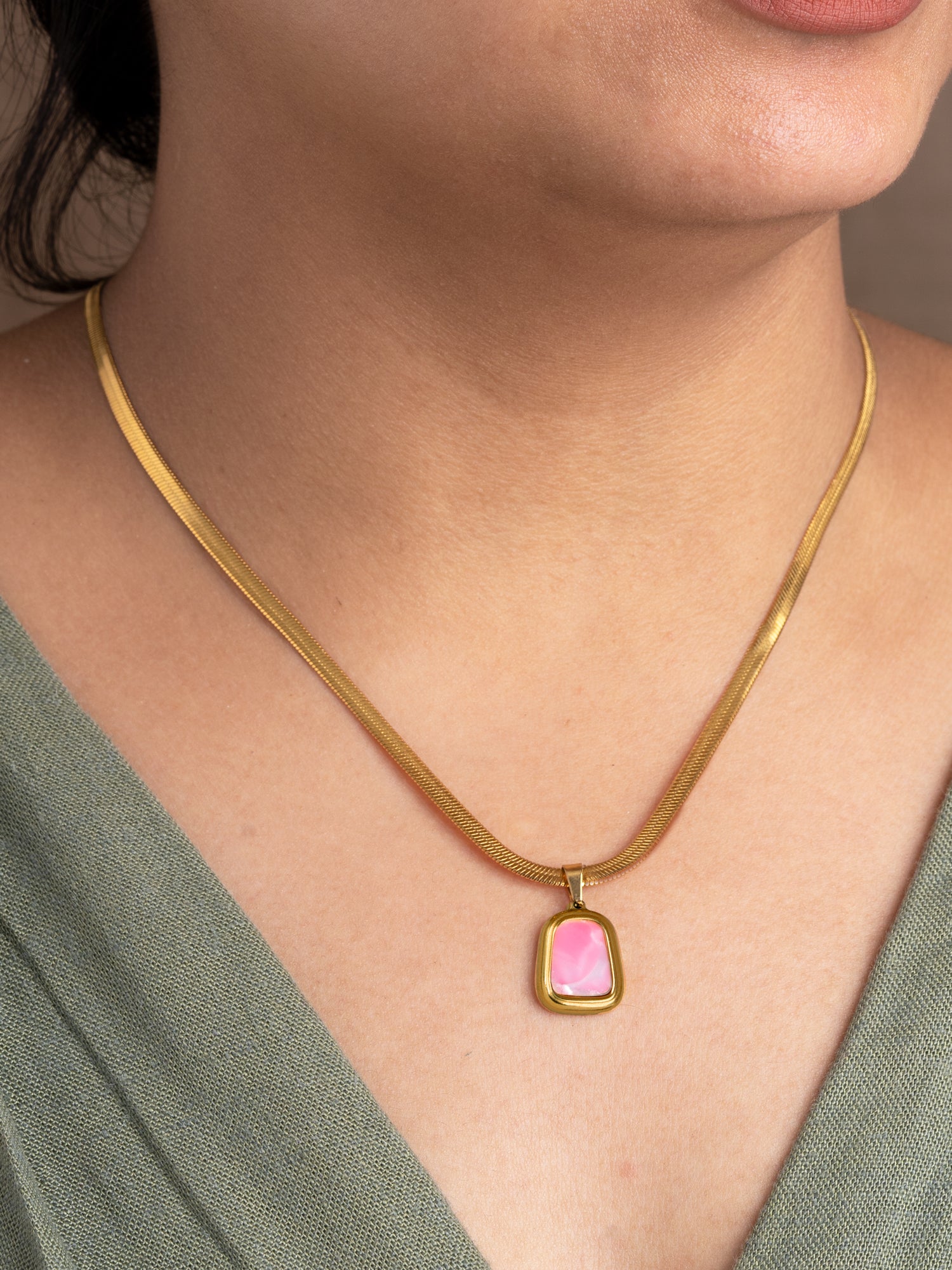 Artklim Blush Stone Drop Pendant