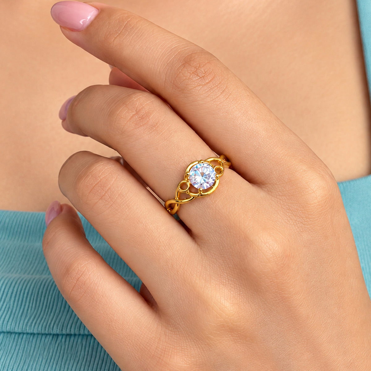 Artklim Luxe Stone Gold-Tone Anti-Tarnish Ring