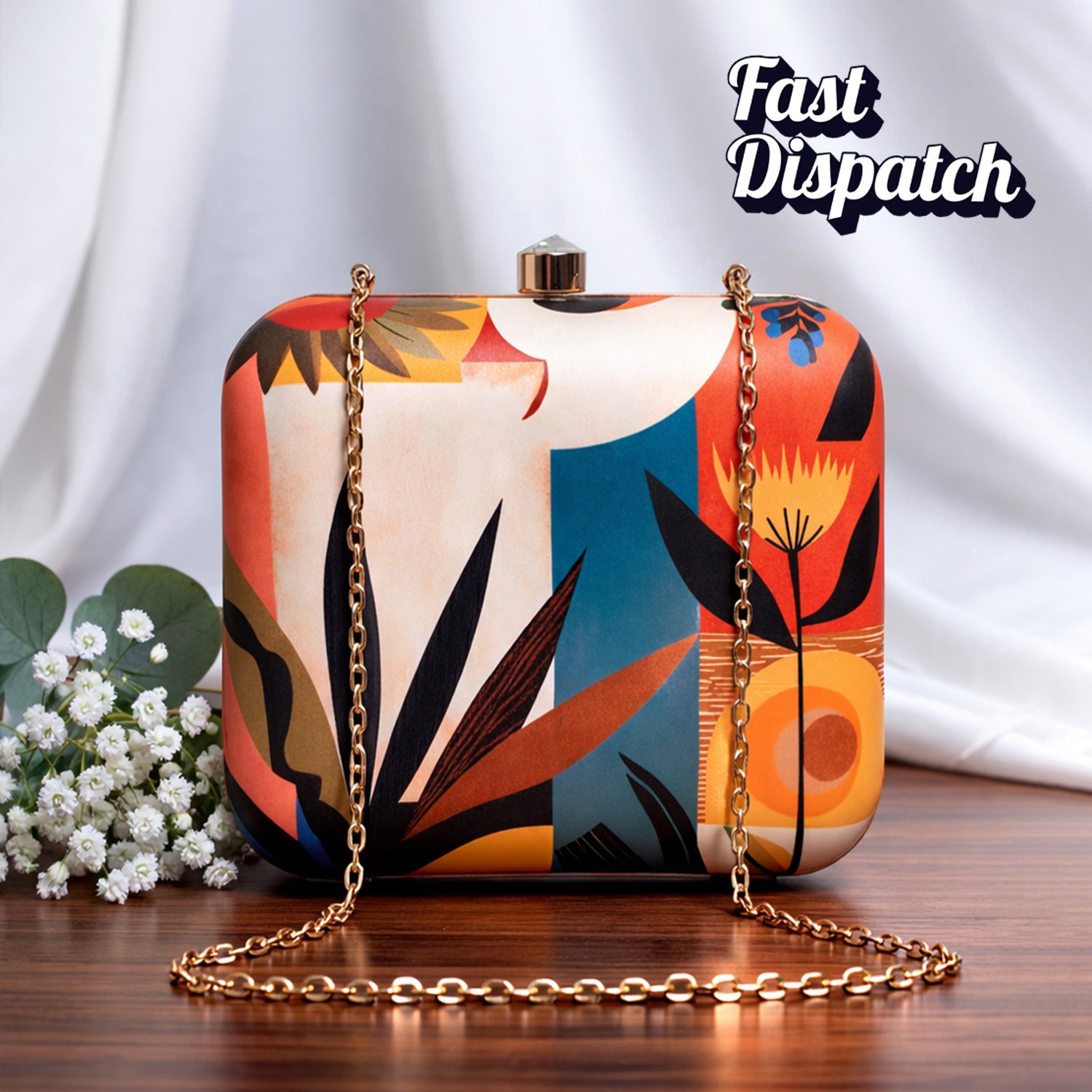 Multi-Pattern Abstract Art Printed Clutch