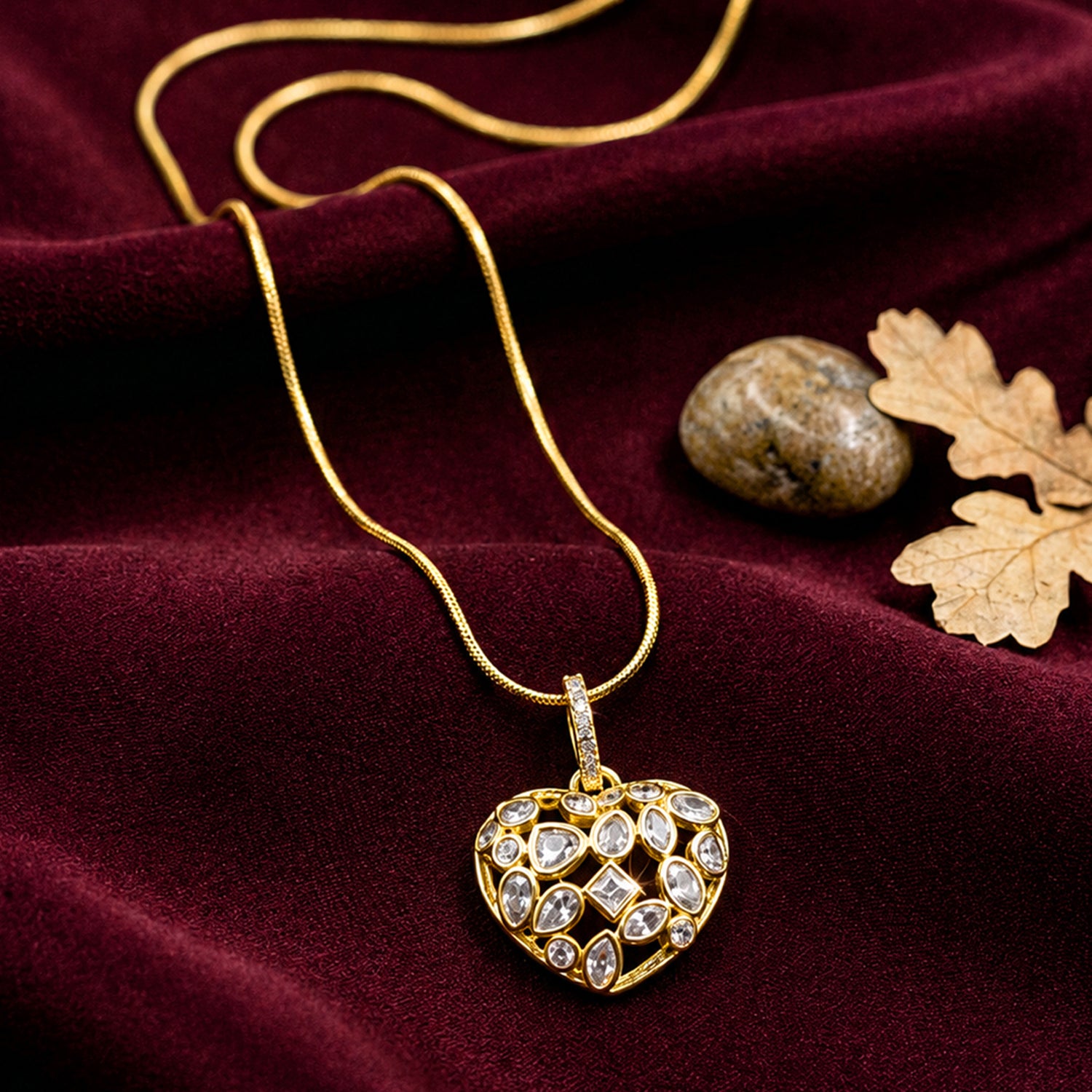 Artklim Royal Heart Zircon Statement Anti-Tarnish Pendant Necklace