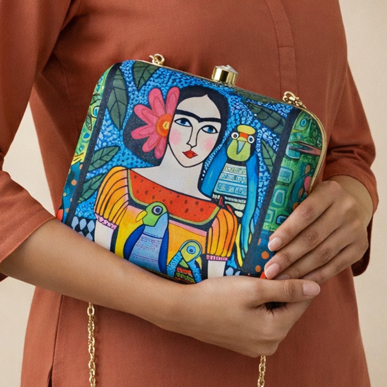 Frida Kahlo Printed Clutch