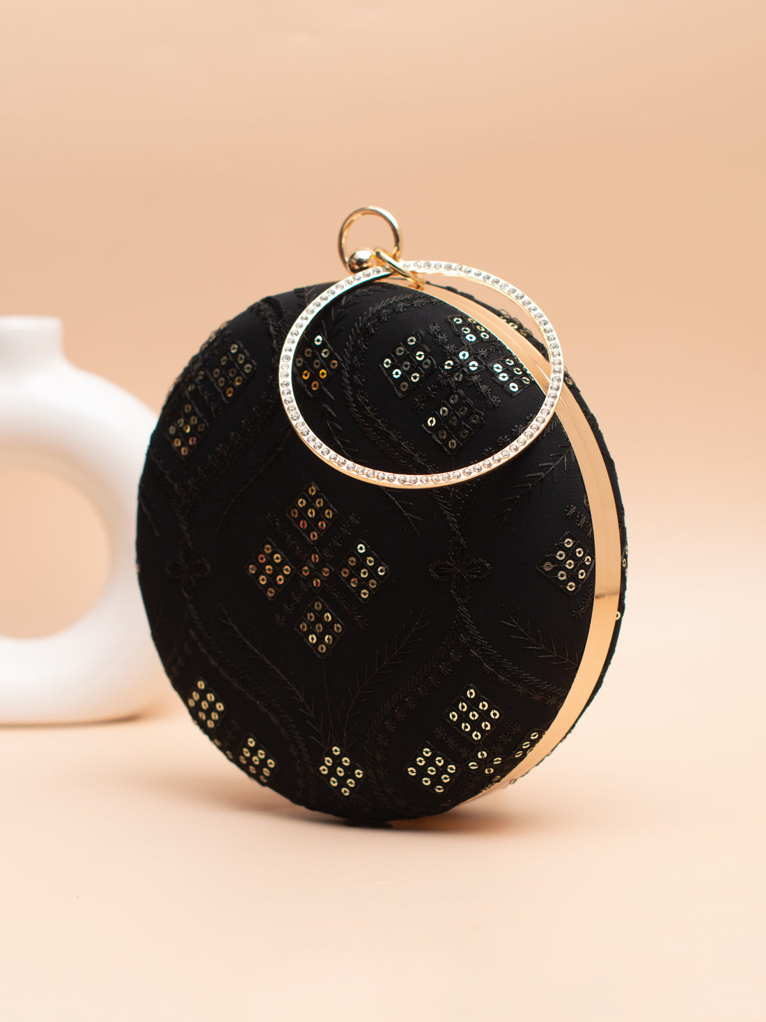 Artklim Black with Sequin Geometric Pattern