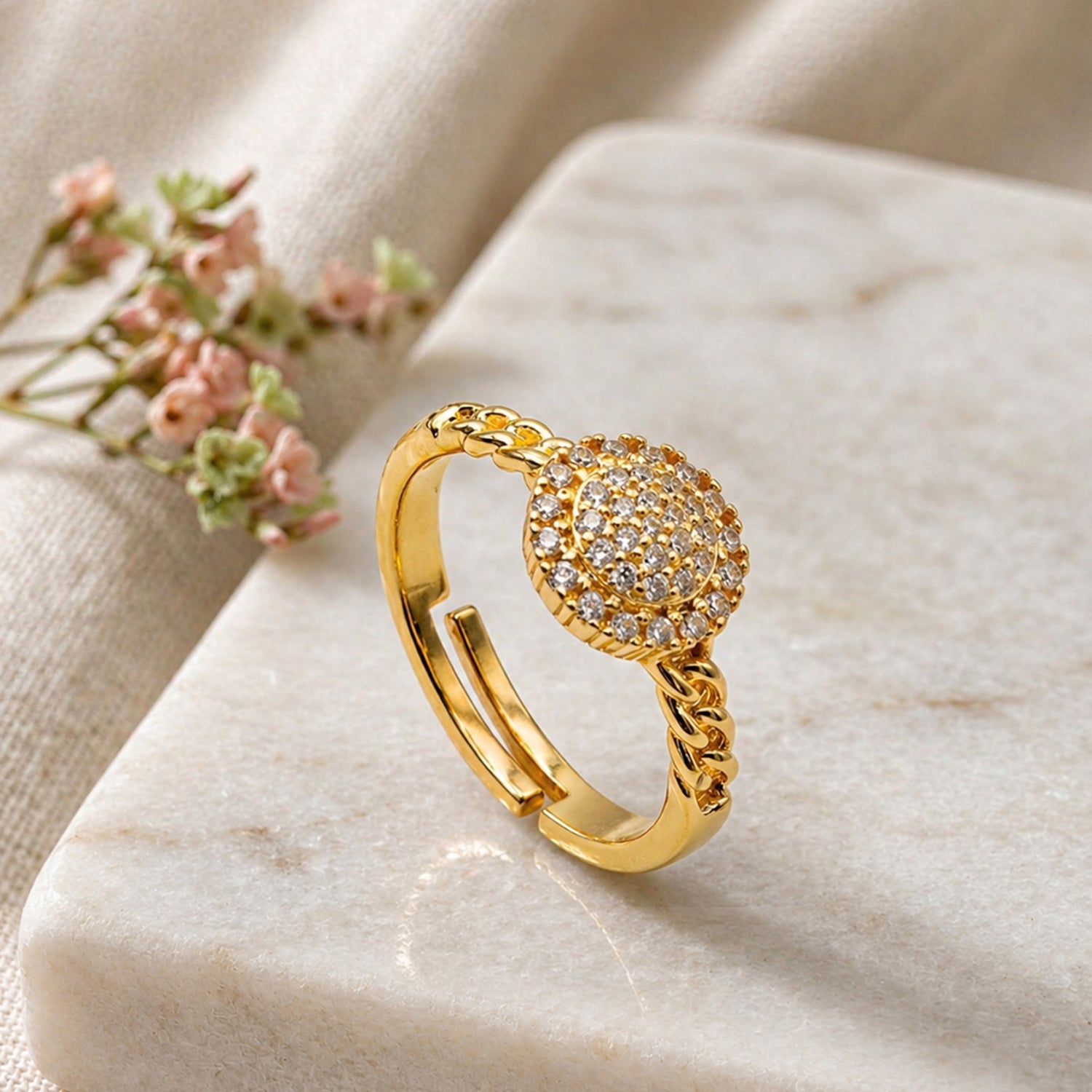 Artklim Classic Round Halo Gold Anti-Tarnish Ring