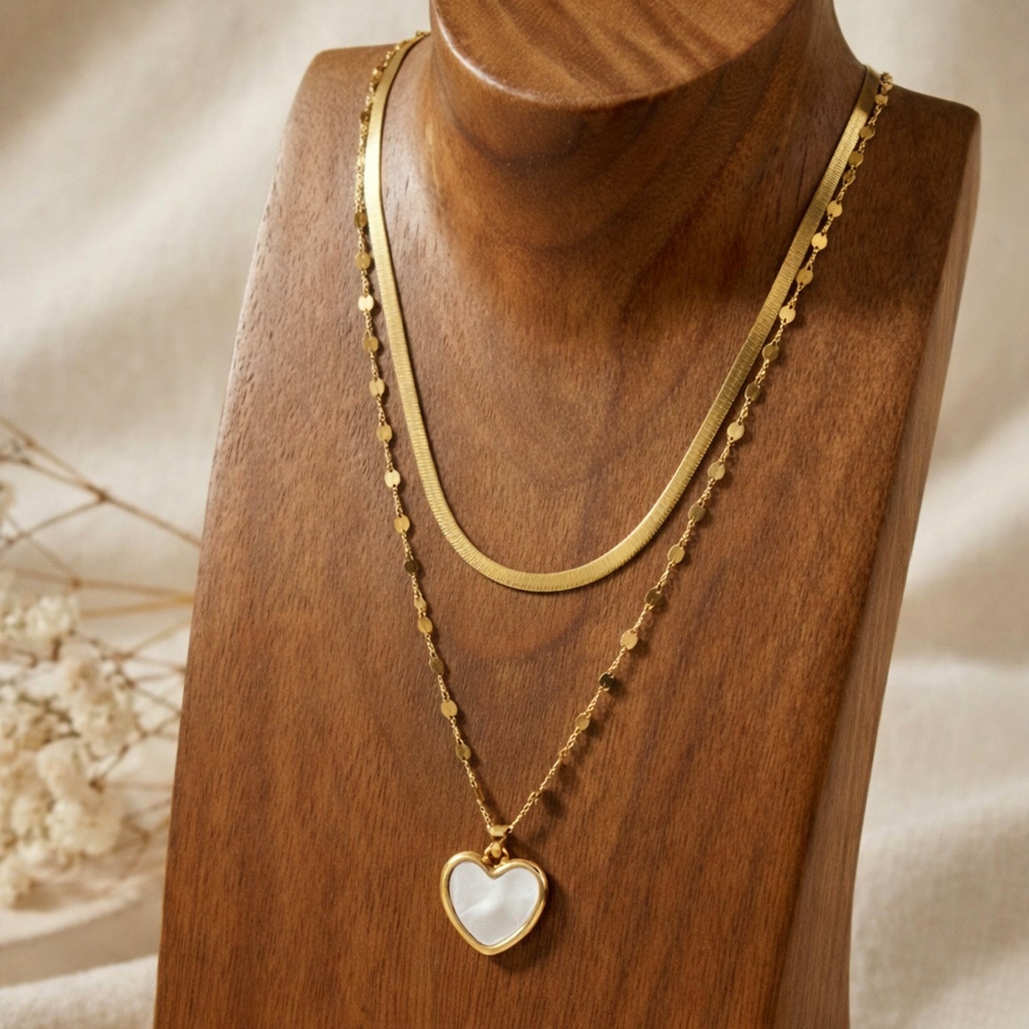 Artklim Gold-Plated Elegant Two-Layer Anti-Tarnish Pendant Necklace