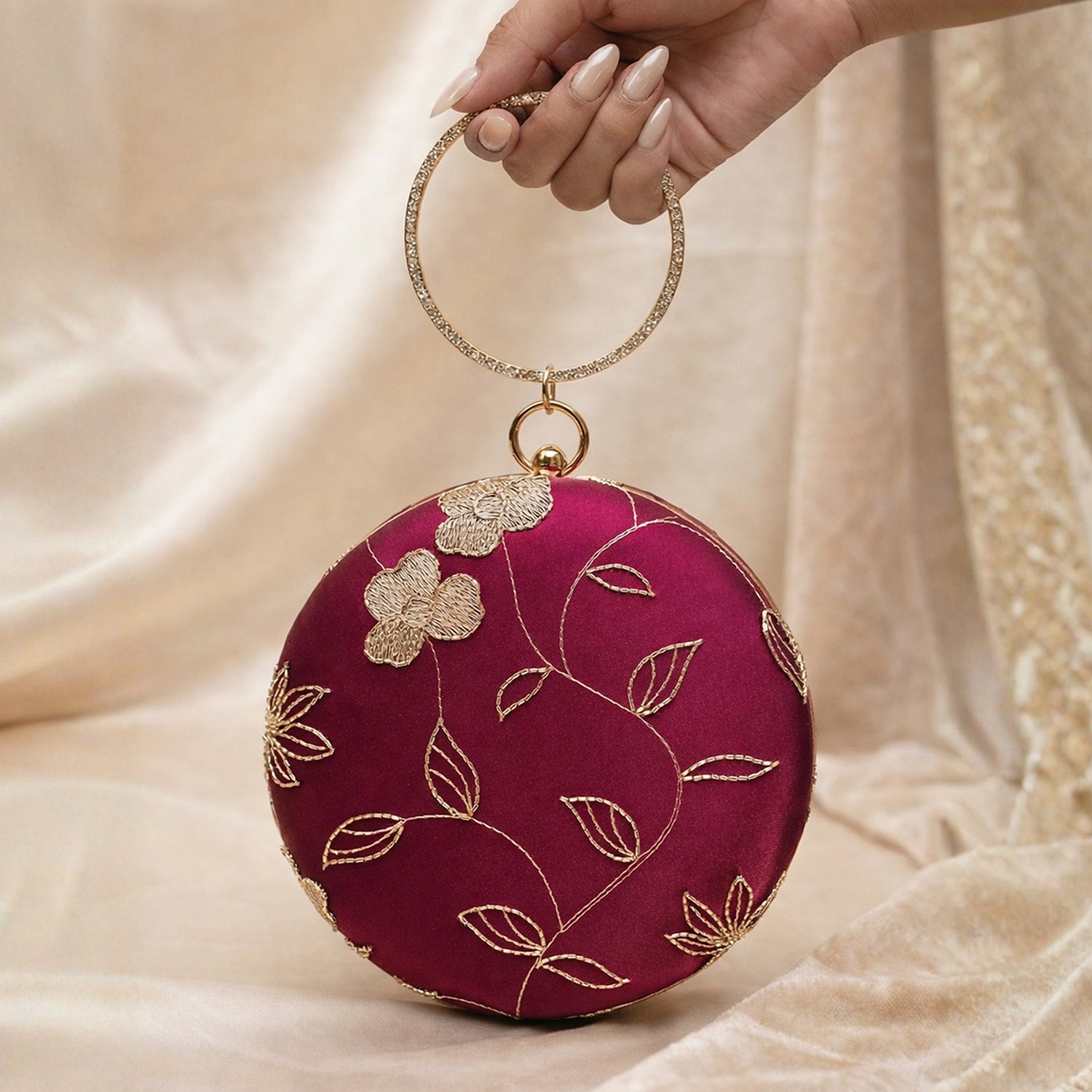 Artklim Maroon with Golden Leafy Trails