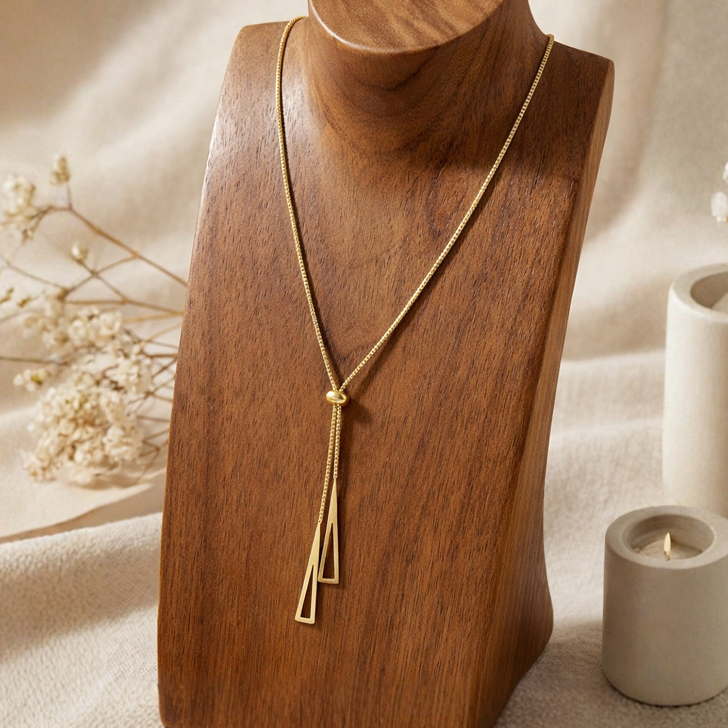 Artklim Gold-Plated Heart Slider Lariat Anti-Tarnish Pendant Necklace