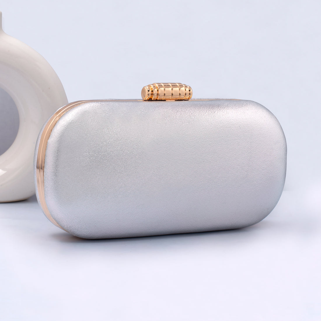 Artklim Silver Capsule Shape Clutch