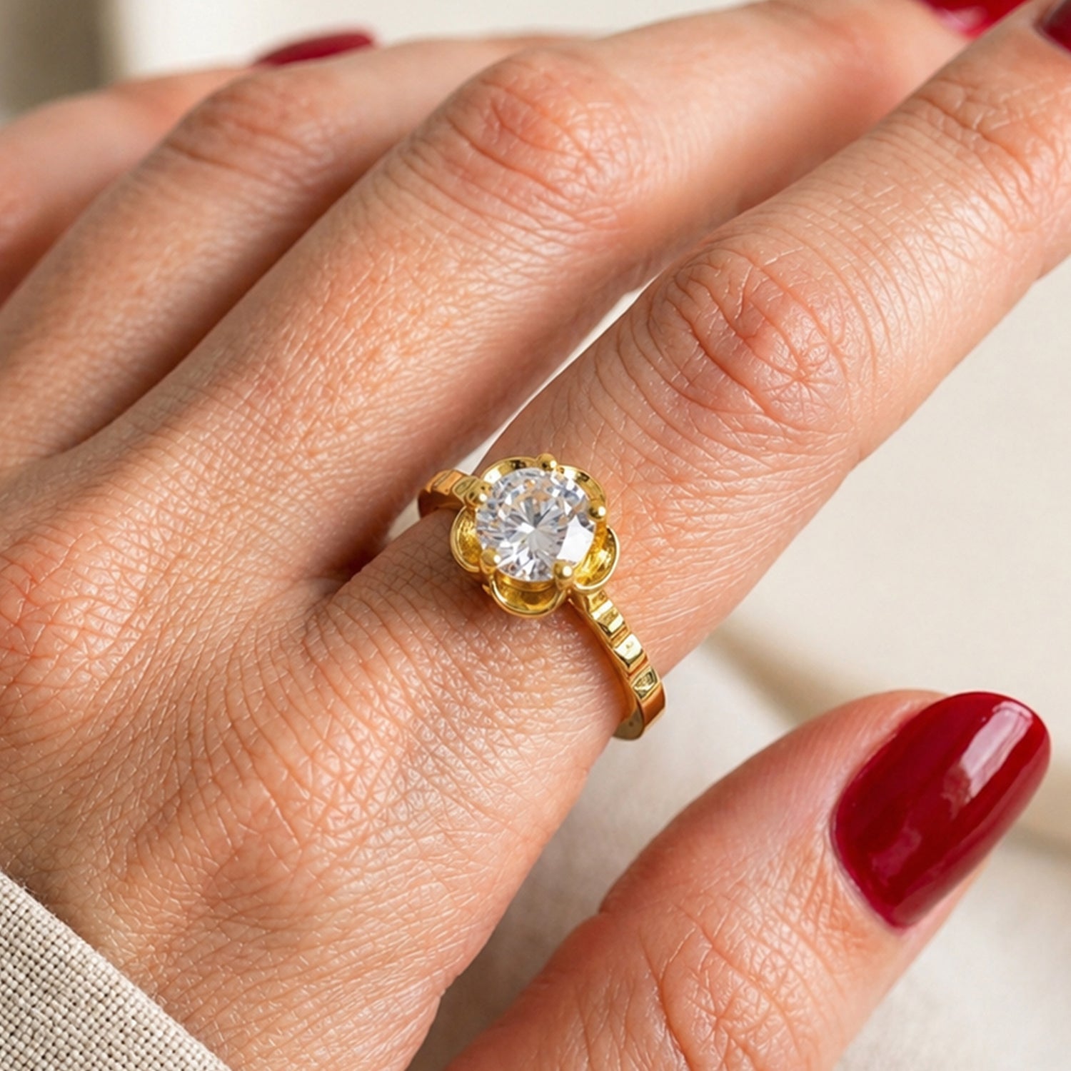 Artklim Golden Blossom Adjustable Anti-Tarnish Ring
