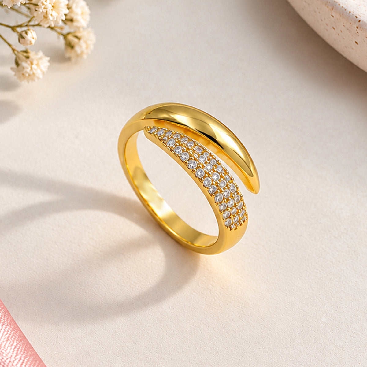 Artklim Modern Open Band Gold-Tone Anti-Tarnish Ring
