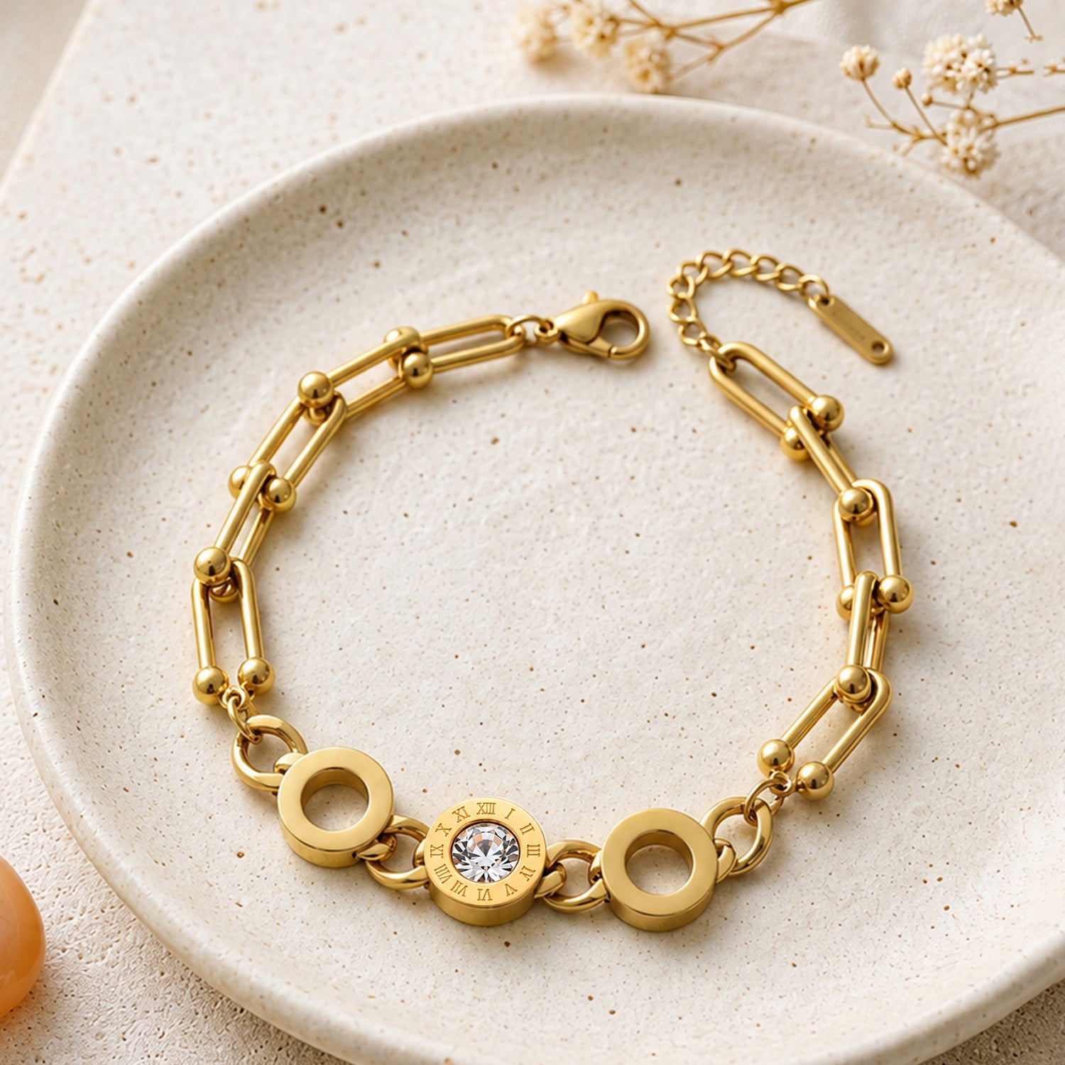 Artklim Roman Spark Crystal Circle Link Anti-Tarnish Bracelet
