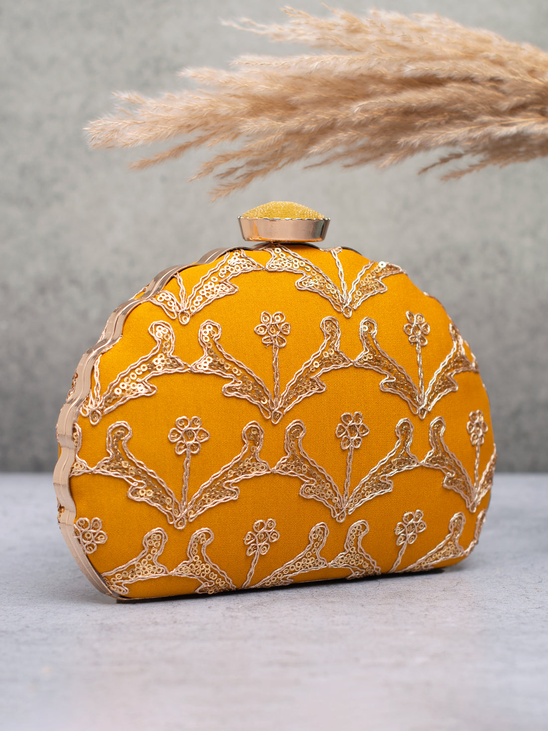 Artklim Golden Mustard Bloom Clutch