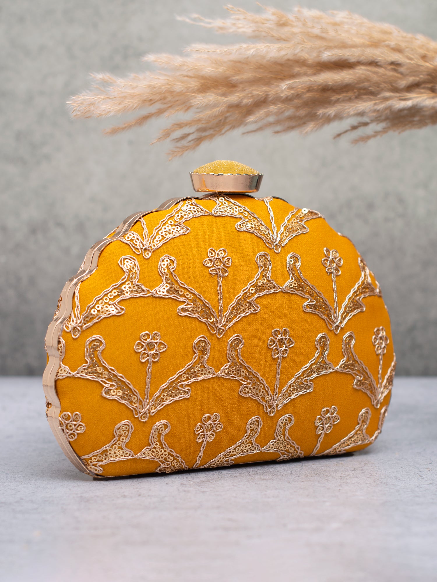 Artklim Golden Mustard Bloom Clutch