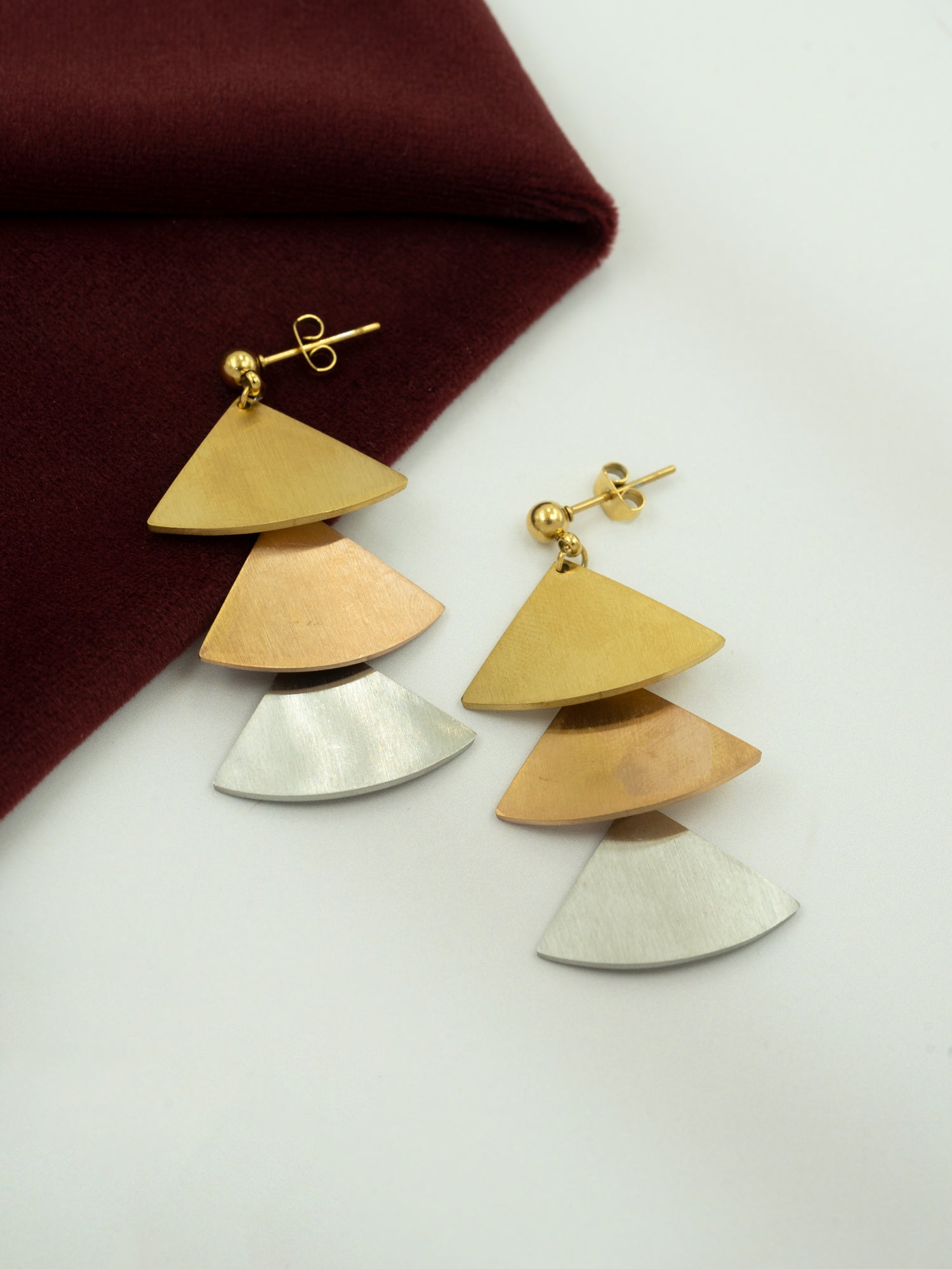 Artklim Geometric Layered Triangle Anti-Tarnish Earrings