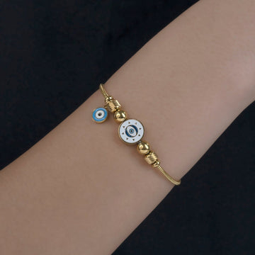 Artklim Gold Plated Evil Eye With Golden Beads Bracelet