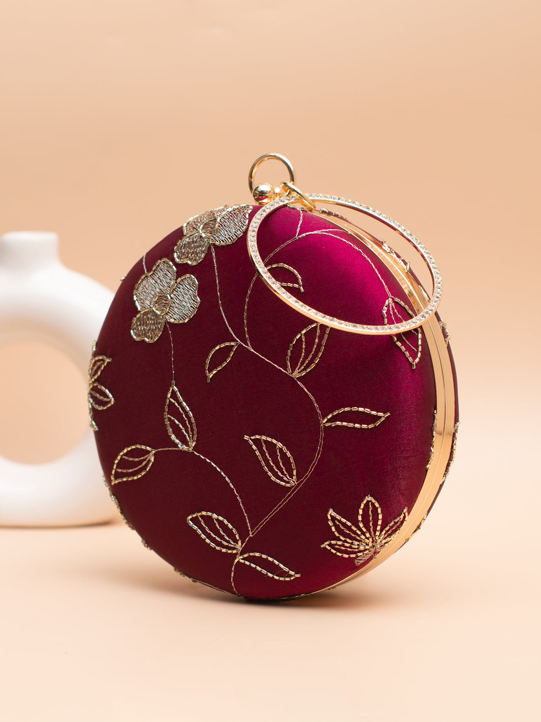 Artklim Maroon with Golden Leafy Trails